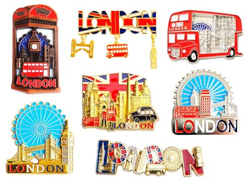 Juego de 7 imanes de metal para nevera con diseño de iconos de Londres