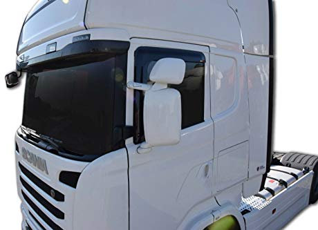 SCOUTT | Windabweiser Passend Für Scania R 2005-2016 Set 2-TLG, Vorne, Regenabweiser, Klebende Dunkel, Aerodynamisch, Einfache Montage