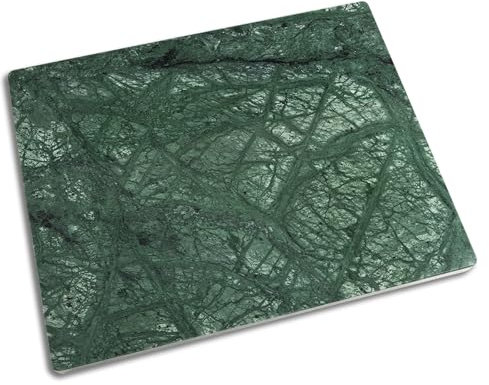 Soulscrafts Natürliches grünes Marmor-Schneidebrett, 40,6 x 30,5 x 1,3 cm, Marmor-Gebäckbrett, Handarbeitsplatte mit rutschfesten Füßen zum Aushärten von Käse, Teig und Schokolade.