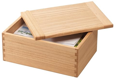 KIRIGEN Wood Storage Box with Lid, 11 x 7.8 x4.72 inch, Natural
