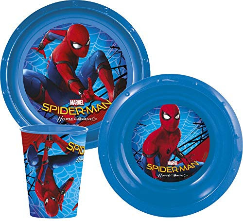 Kids Spiderman Ensemble Vaisselle Enfant déjeuner Assiette Bol et Verre