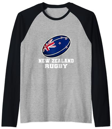New Zealand Rugby Trikot Neuseeland Flagge Rugby Fan Raglan