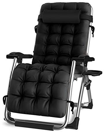 CWYSJ Liegestuhl Klappbar Mittagspause Im Büro，sonnenliege Camping Relaxsessel Garten Liegestuehle Passendes Polster Auflage(Color:Black 2)