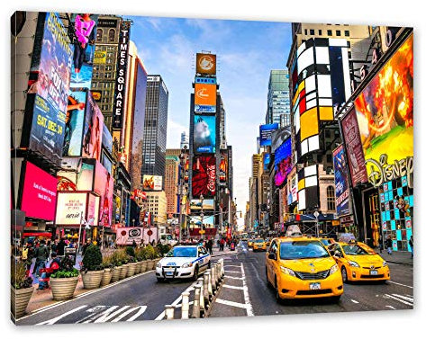 Pixxprint Times Square in New York City, Größe: 80x60cm, Leinwandbild, fertig gespannt, Wandbild, Dekoration, Kunstdruck, kein Poster