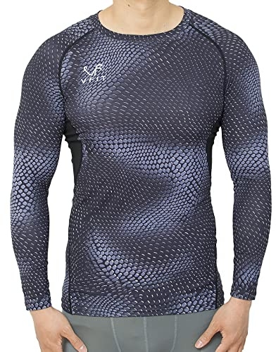 T-Shirt de Compression pour Homme Manches Longues Thermique Sports Fitness Course à Pied Respirant Séchage Rapide Gym Tissu Extensible Entraînement serré Football Basketball Crossfit(Dragon Noir,XL)