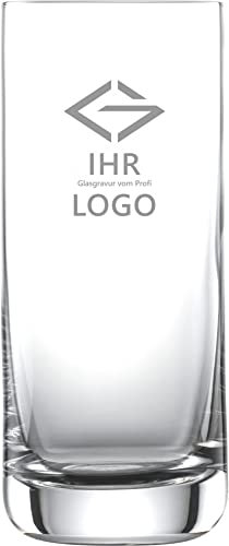 12x LOGO Longdrinkglas mit Ihrem Logo als Laser Gravur | 0,33l Schott Glas | Spülmaschinenfest durch Lasergravur| Gläser Trinkgläser mit Gravur