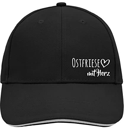 Huuraa Cappy Mütze Ostfriese mit Herz Geschenk Black/Light Grey Ostfriese Präsent