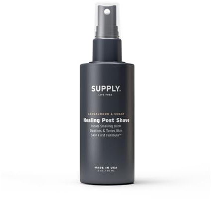 SUPPLY Healing Post Shave Spray for Men – Alcohol-Free Aftershave to Soothe Irritation, Hydrate Skin & Reduce Razor Burn – Sensitive Skin Friendly – Sandalwood & Cedar, 2 oz