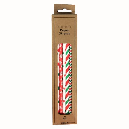 Dexam Christmas Paper Straws, Biodegradable