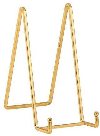 Soporte Platos Mesa Caballete Expositor - 2 Piezas Dorado Soportes para Platos Decorativos - 20,5 cm Soporte de Placa para Exhibicion - Caballetes de Hierro Para Marcos de Fotos | Libros | Arte