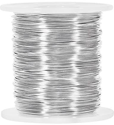 GINOYA Alambre de aluminio, calibre 20, alambre de metal flexible de 328 pies con carrete para hacer joyas artesanales (plateado)