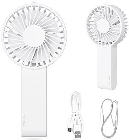 SHYOSUCCE Handheld Fan, Portable Mini Fan with 3 Speeds, Packable Base, Rechargeable Battery, Lanyard, USB Fan for Home, Office, School,Outdoor, Travel