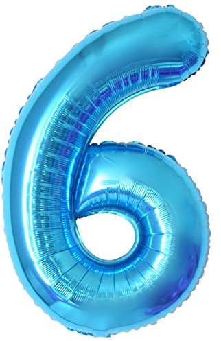 Geburtstag zahlen luftballon 6 jahre | Blau Folienballon 6 XXL -Riesen Folienballon in 40 - 101cm Geburtstagsdeko - Ballon Zahl Deko zum Geburtstag .Fliegt mit Helium