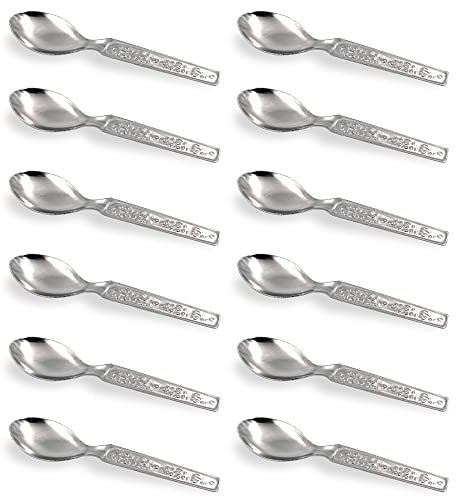KSJONE Stainless Steel Masala Spoons for Small Containers Mini Spoon for Masala Dabba Spices Spoons, All Tea Coffee Sugar & Spices 10 cm (12 Pcs)