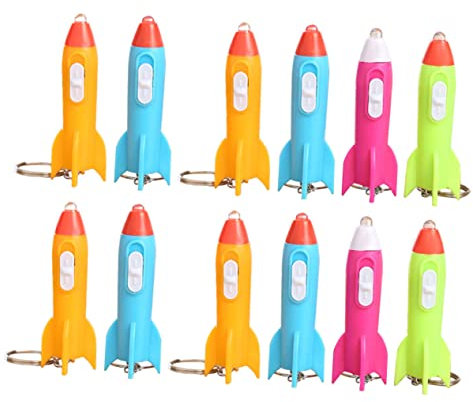 TOYANDONA 12 Stücke Schlüsselanhänger Spielzeug Taschenlampe Rucksack Hängen Schmücken Entzückende Raketen Kopf Keychain Handtasche Kind