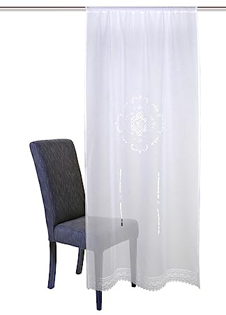 Home Fashion Fenster- und Türbehang Alegra mit Leinenstruktur, Farbe:weiß, Größe:180 x 60 cm