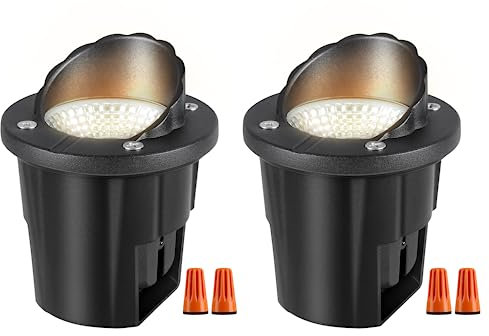 SMY Lighting Lot de 2 Spots à encastrer au sol à LED 12W, Basse Tension 12-24V AC/DC Spots de Sol Blanc Chaud, IP67 Étanche Éclairage de Jardin Extérieur pour Chemin Cour Arbre Paysage
