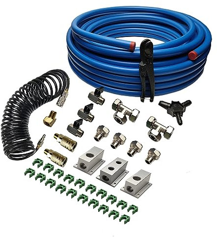 Compressed Air Line Kit, 3/4 Inch HDPE-Aluminum Air Piping System Air Compressor Accessories Air Pipe, 100 Feet Lenght