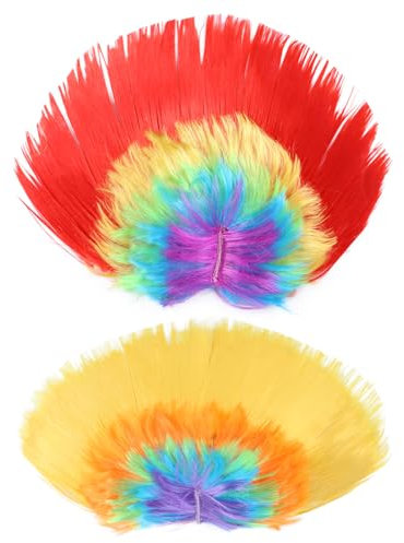 Amosfun Cocken PerüCke 2Er Set - AuffäLlige Regenbogenfarben FüR Halloween KostüMpartys Und Retro-Events Lustige IrokesenperüCke FüR MäNner Und Frauen