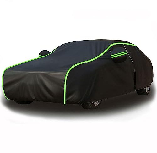 COAECJ für Fo-rd Fiesta 1989-2023 Outdoor Autoabdeckung, Wetterfeste Atmungsaktiv Allwetterschutz Auto Abdeckplane, Outdoor Faltgarage Abdeckung mit Reflexstreifen,Black Green