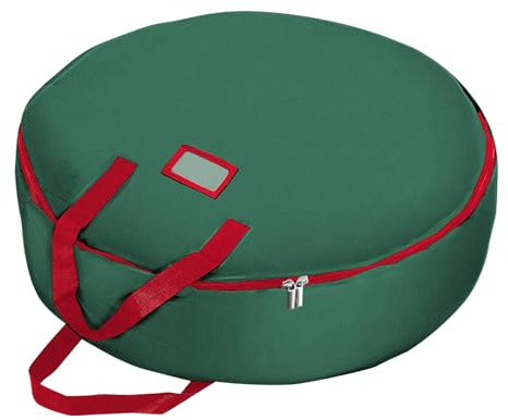 Aufbewahrungstasche für Kränze Girlanden 60cm, Weihnachtsbaum Aufbewahrung Tasche, Oxford Fabric Weihnachtskranz Tasche mit Sichtfenster, Weihnachtsgirlande Lagerbehälter für Weihnachten (60cm, Grün)