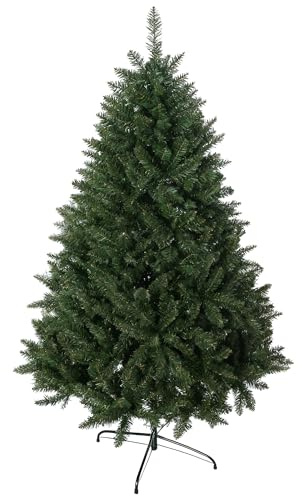 HOMCOM Albero di Natale Artificiale 180cm con 800 Rami Base Metallo Verde | Albero di Natale Folto, Apertura Automatica, Facile da Montare