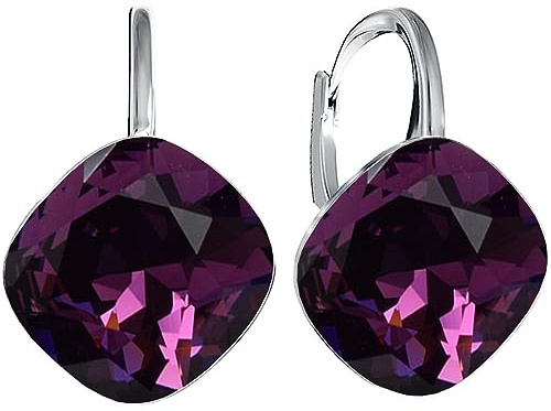 Rhombus Raute Damen Hängen Ohrringe Silber 925 mit Marken Kristalle Zirkonia - Schmuck Echt Silberne Hängende Ohrhanger für Frauen und Mädchen - Hängeohrringe Ideal Geschenk