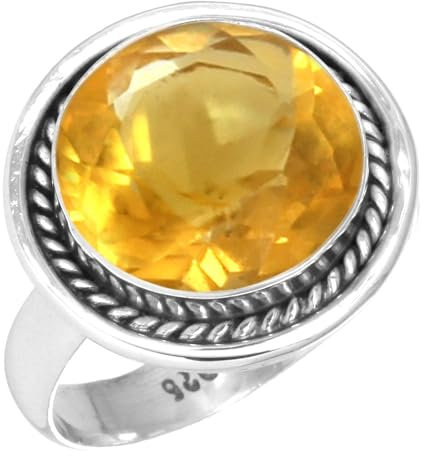 Citrin Quarz Ring 925 Sterling Silber Handgemacht Schmuck Größe 55 (17.5) (99008_CIT_R8)