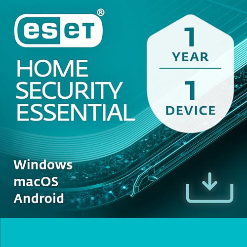 ESET HOME Security Essential 2025 | 1 Device | 1 Year | Antivirus, Safe Banking & Browsing, Network Inspector, Firewall included | Windows, MacOs & Android | Official UK Activation Code by email
