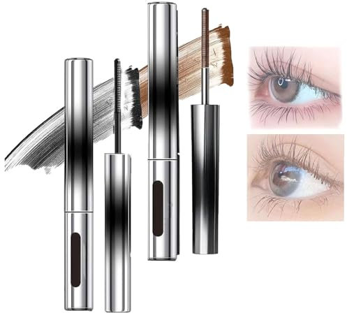 Judy doll Mascara, Judy Doll Iron Brush Mascara,JudyDolls Curling Iron Mascara, Judydolls - 3D Curling Eyelash Iron Mascara,Washable Extra Slim Metal Bristleless Mascara (Black+Brown)