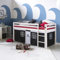 Homestyle4u Kinderhochbett Pirat weiß schwarz 90 x 200 cm Holz Kinderbett mit Leiter Matratze Lattenrost