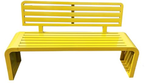 GAMAK Gartenbank Wetterfest Sale, Gartenbank Metall Wetterfest für Garten, Vorgarten Stadt Dorf Gemeinde mit Rückenlehne & Armlehne, Eisenbank für 3 Sitzer (Color : Yellow, Size : 150cm)