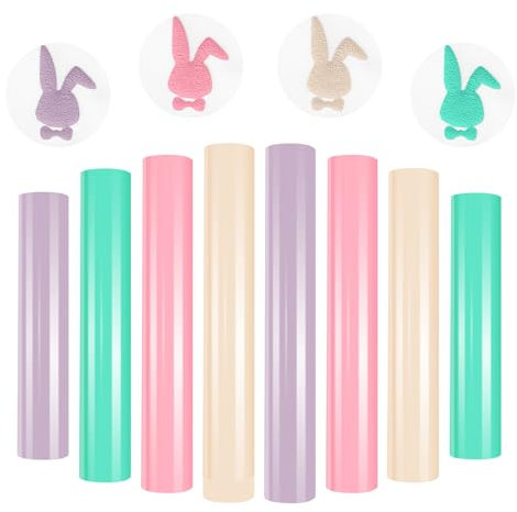HTVRONT Puff Vinyl Heat Transfer - 9Pcs Pastel Puff HTV Vinyl in 4 Assorted Candy Colors,3D Puff Heat Transfer Vinyl for T-Shirts,12x10 Puff Iron on Vinyl Compatible with Cricut Cutting Machine