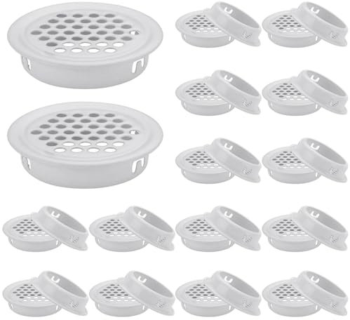 Rejilla de ventilación de 25 piezas, rejilla de ventilación circular de 35 mm, rejilla de ventilación de acero inoxidable, adecuada para armarios, estanterías, armarios, vinotecas, zapateros, etc.