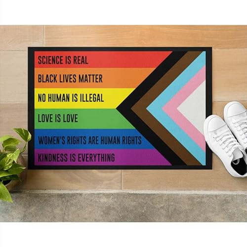 MIAOMANSENSTORE Fußmatte innen außen fussmatte „Science is Real Progress Pride Flag“-Fußmatte, freundliches Familienhaus, dekorative Willkommens-Fußmatte Deko Wohnzimmer