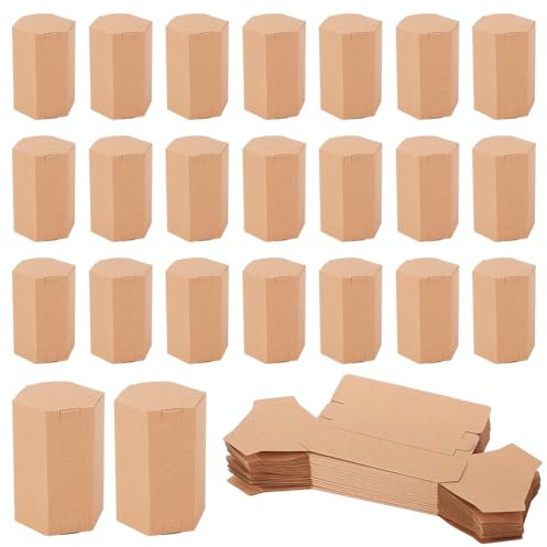 AHANDMAKER 25 PCS Gift Bags Bottle Bags Bulk with Gift Tags Soap Gift Storage Boxes for Holidays Christmas New Year Gift Packing Decor, Wedding, BurlyWood