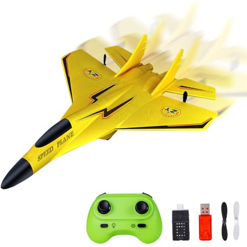 CLIUNT RC Airplane, RC Plane Ready to Fly, 2.4GHz Remote Control Airplane, Remote Control Wireless Airplane Toy Easy to Fly for Beginners Kids Boys Girls (Yellow