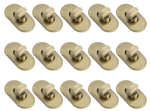 sourcing map 15pcs Turn Lock Clasp, Alloy Purse Closures Oval Twist Lock Fasteners Bag Hardware Accessories for Leather DIY Handbag Wallet Craft, Brass