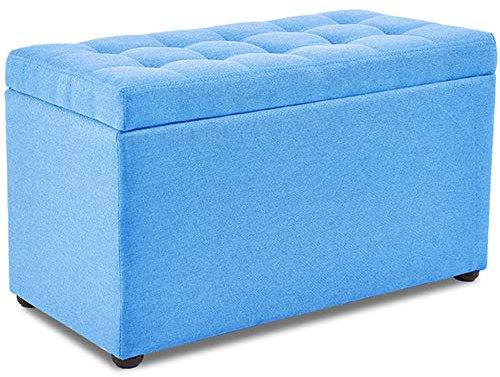 Generisch Fußbank,Brandschutz-Klappaufbewahrung, rechteckige Stoffaufbewahrung, getuftetes Design, einfache Sofabank für Zuhause, Tragkraft: 200 kg, 60 x 30 x 35 cm (Farbe: Braun) (Hellblau)