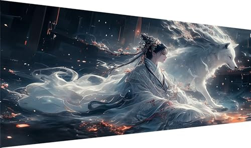 DIY Retro Diamond Painting, Diamant Painting Bilder Wolf Basteln Erwachsene, Diamond Painting xxl 100x220cm 5D Diamant Art Painting, Diamant Malerei Cross Stitch Set für Schlafzimmer Wanddekor S2-289