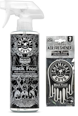 Chemical Guys, Black Frost Air Freshener & Hanging Freshener Combo, 16 oz | 16 oz Black Frost scent spray plus three hanging fresheners to refresh interiors and neutralize odors