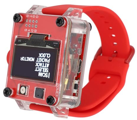 Programmierbare Entwicklungsplatinenuhr, Kabellose Fidelity-Uhr für ESP8266-Entwicklungsmodul, 1,3-Zoll-organisches LED-Display mit Verstellbarem Armband (Rot)