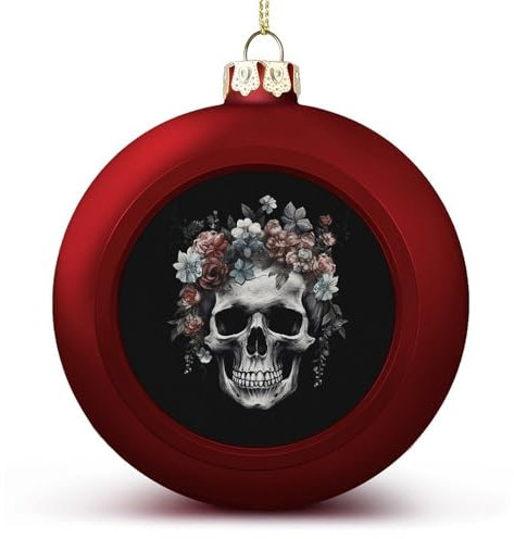 Weihnachtskugeln, Totenkopf in der Dunkelheit, bedruckte Weihnachtskugeln, Weihnachtsbaumkugeln, Party-Weihnachtskugeln