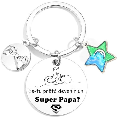 MNBVBV Cadeau annonce grossesse Papa Porte-clés Papa Cadeau Papa Naissance Annonce grossesse et naissance cadeau fête des pères porte clefs personnalisé cadeau papa anniversaire Noël naissance