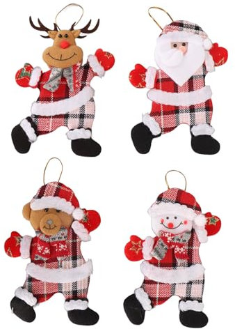 Shenruifa 4 adornos de muñecos de Navidad para colgar en la puerta del árbol