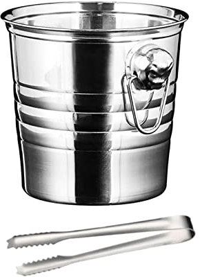 Eiskübel mit Eisclip mit Tragegriff für Zuhause Picknicks für Party Zuhause, 3L, Silber
