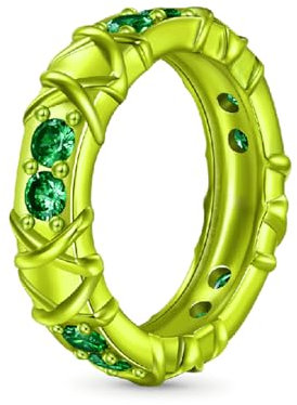 GNOCERing Glänzender Grüner Galvanisierter Bonbon Ring 925 Sterlingsilber Bunte Herz CZ Stein Geschenk Für Damen Frau mit Schmuckschatulle zum Valentinstag (Grün, 9)