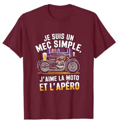 Je suis un mec simple moto et apéro rétro vintage fan humour T-Shirt