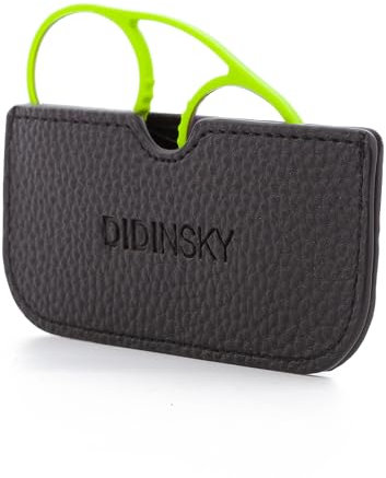 DIDINSKY Prado – Occhiali da Lettura Senza Aste con Custodia Adesiva per Smartphone - Ultra Sottile, Leggero e Resistente - Design Minimalista (Lime, 1.5, x, Rotonda)