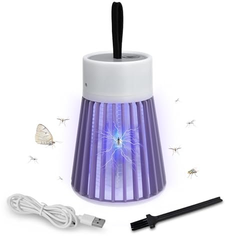 Elektrische UV Insekten Tischlampe USB wiederaufladbar - 12 x 8 cm - Insektenvernichter zum Hängen mit LED Beleuchtung Akku betrieben - Mückenschutz Mückenabwehr UV-Lampe gegen Mücken Motten Fliegen